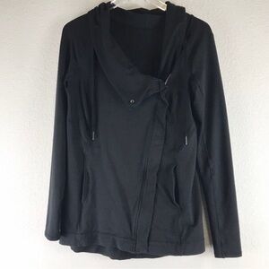 Lululemon Coast Easy Wrap Cocoon Jacket Zipper Front Black Athleisure Workout 6
